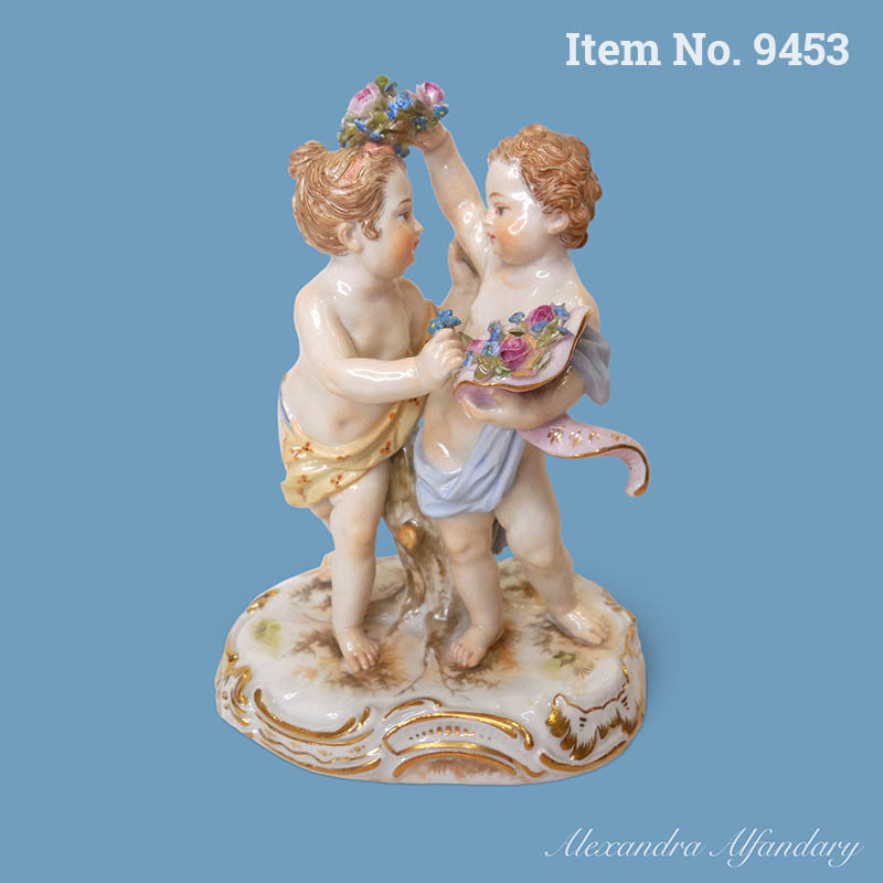 Item No. 9453: Meissen Porcelain Group of Children Playing With Flower Wreath, ca. 1880-1900
