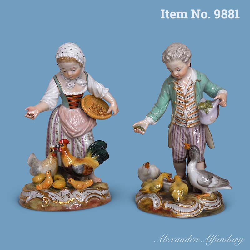 Item No. 9881: A Pair of Charming Figures of Children Feeding Chicken and Geese, ca. 1870-80