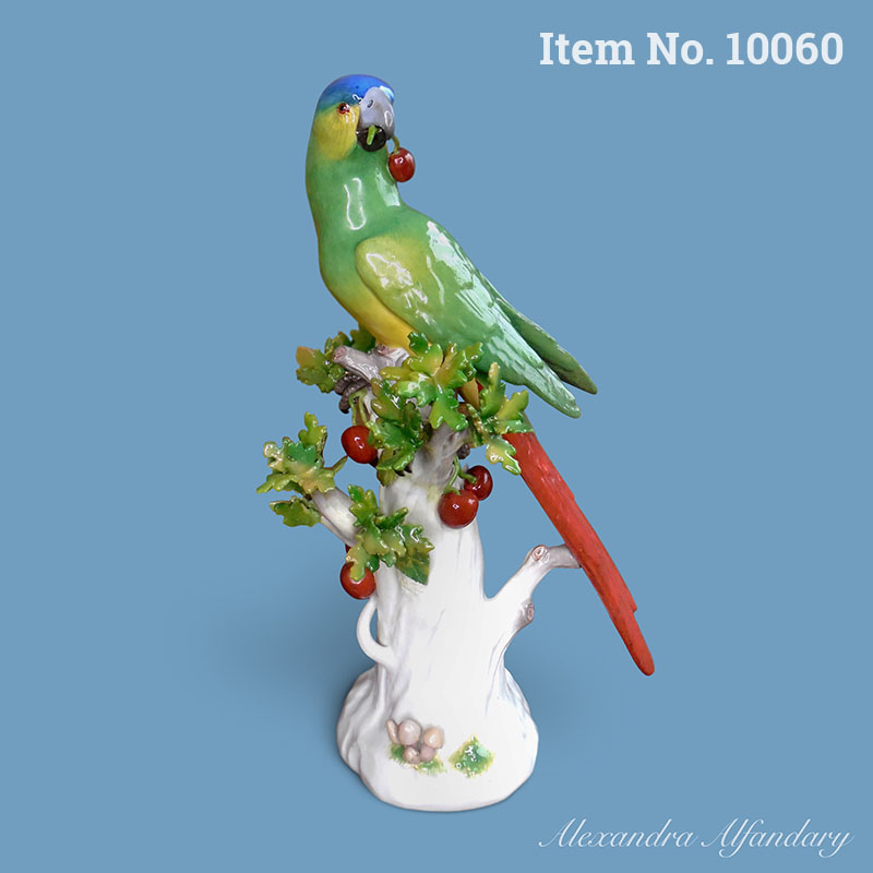 Item No. 10060: A Colourful 19th Cent. Meissen Porcelain Parrot with Cherries (Orig. Modeller J. Kaendler), ca. 1880