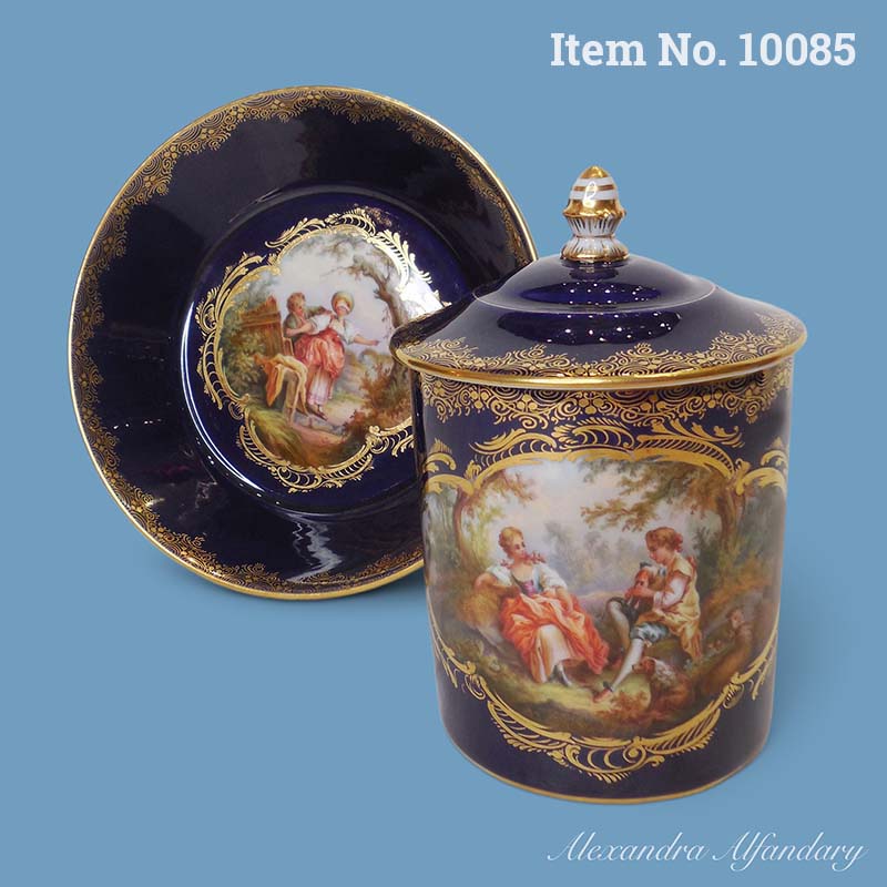 Item No. 10085: A Beautiful Cobalt Blue Meissen Porcelain Chocolate Cup And Saucer, ca. 1880