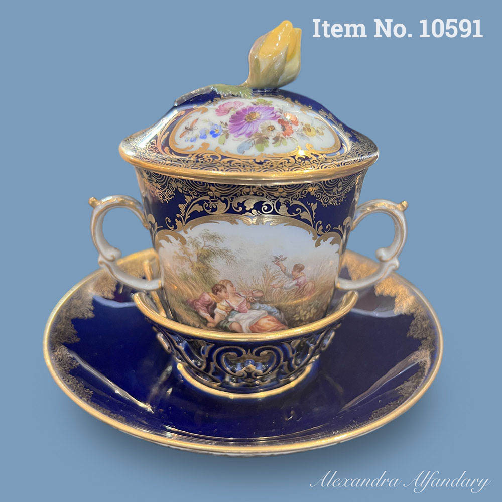 Item No. 10591: Meissen Porcelain Trembleuse Chocolate Cup And Saucer, ca. 1880-1900