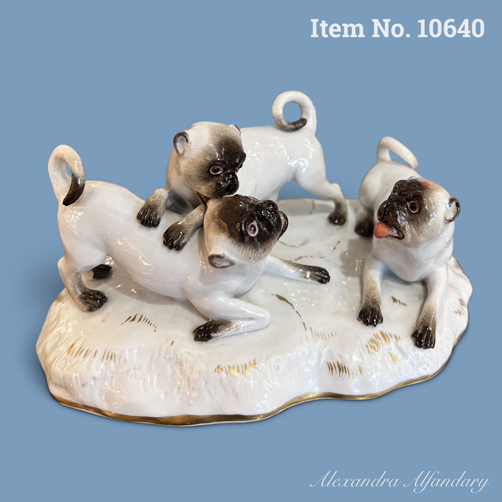 Item No. 10640: A Charming Meissen Porcelain Group Of Pugs At Play, ca. 1870