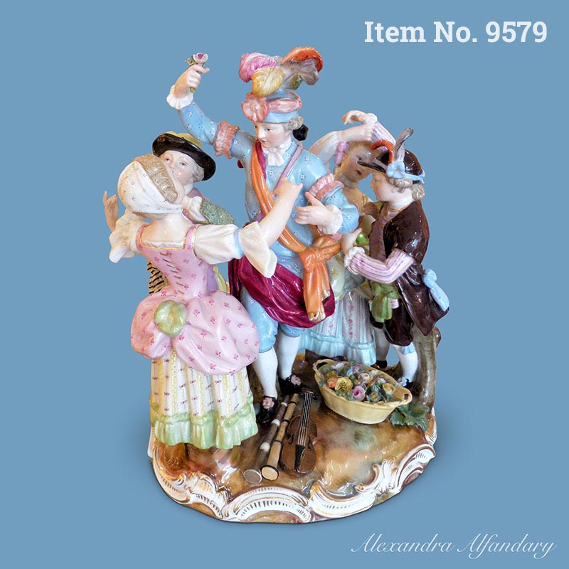 Item No. 9579: A Colourful Meissen Porcelain Dancing Group of the Dance Master and Dancers, ca. 1870-80