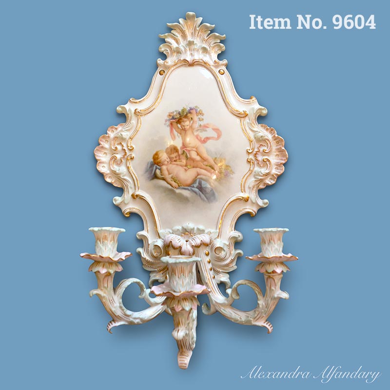 Item No. 9604: A Charming Meissen Wall Sconce with Putti at Play, ca. 1880