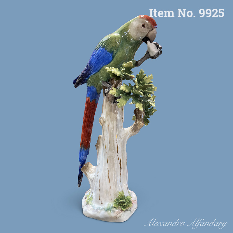 Item No. 9925: A Meissen Parrot With Stone After J. J. Kaendler Model, ca. 1880