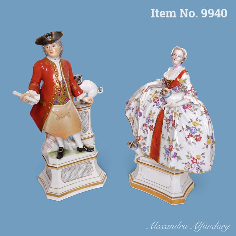 Item No. 9940: Two Meissen Porcelain Freemason Figures Of A Male And Female, ca. 1880-1900