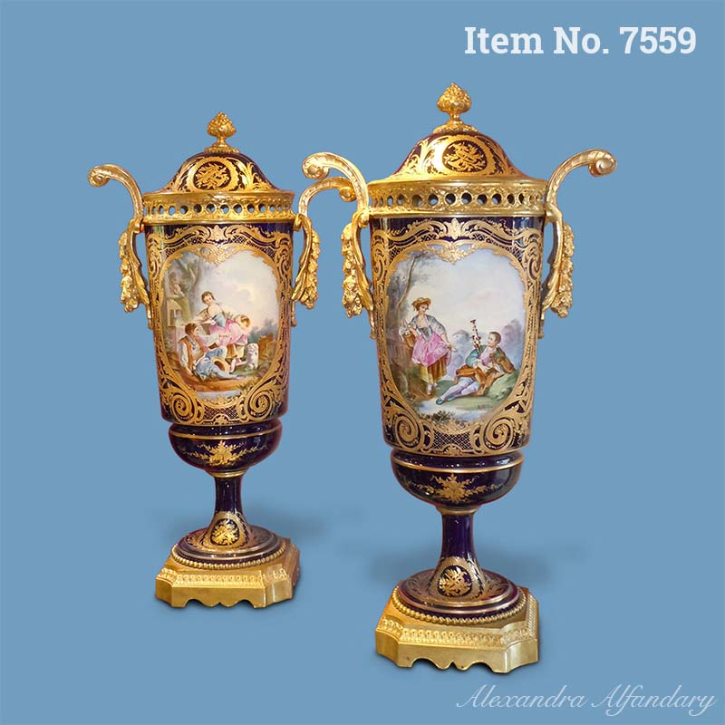 A Very Decorative Pair of French Vases in the Sèvres Style 