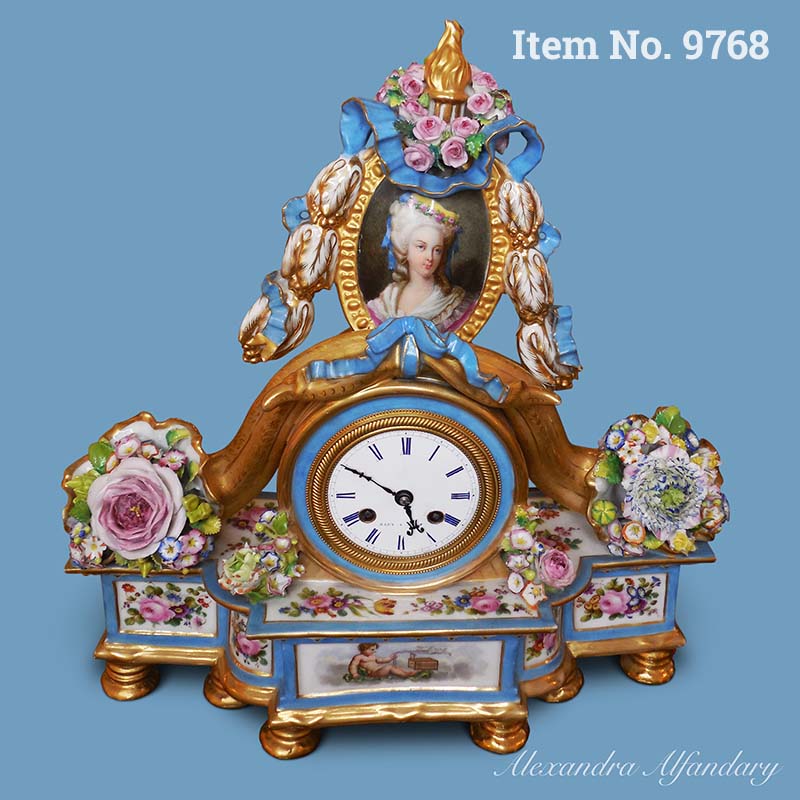Item No. 9768: A Very Decorative French Jacob Petit Clock, ca. 1860