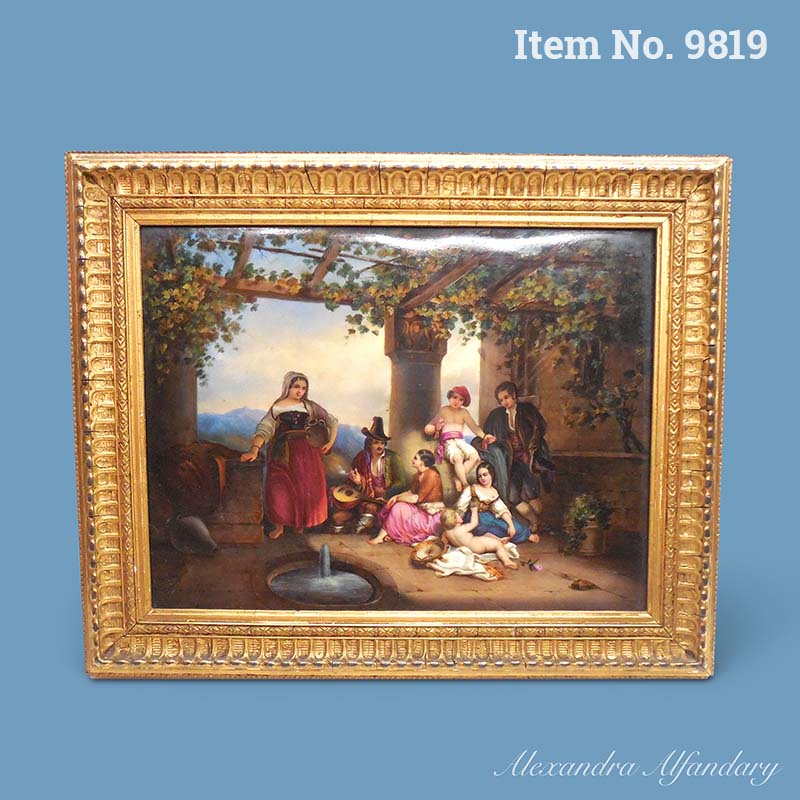 Item No. 9819: A Charming Porcelain Plaque Painted With An Italian Scene, ca. 1900