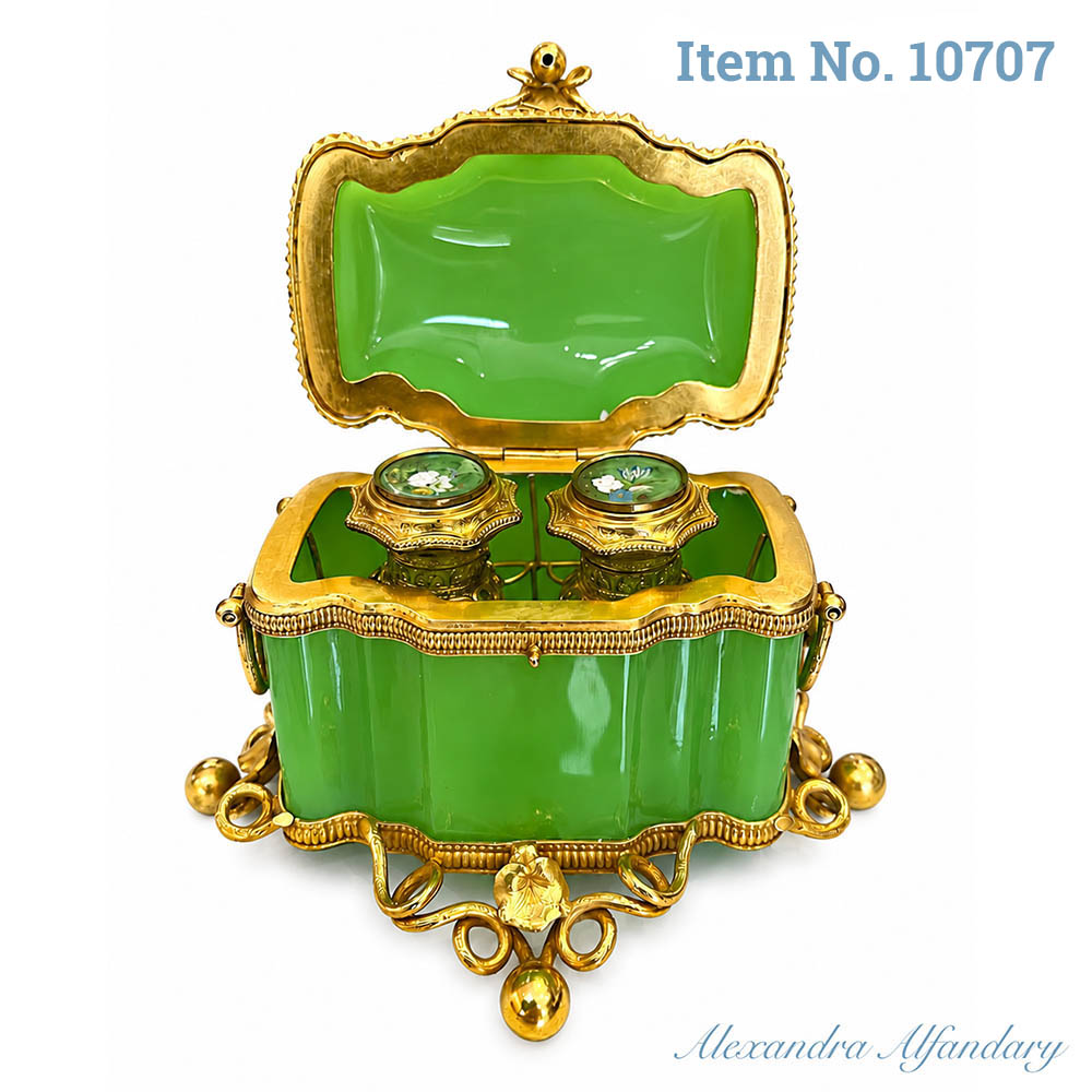 Item No. 10707: A French Green Opaline Perfume Casket, ca. 1870