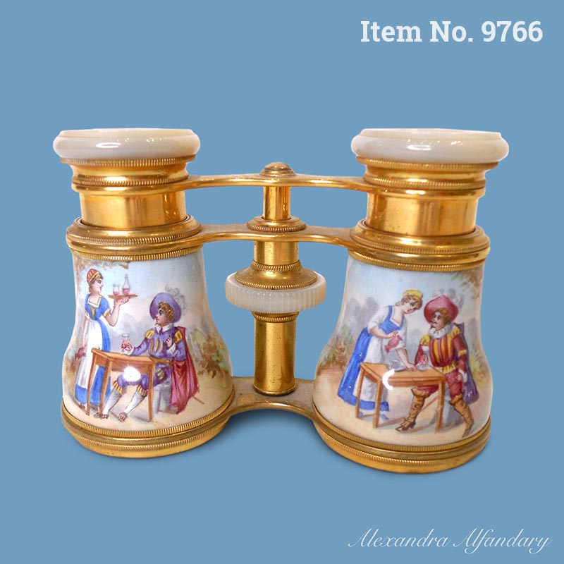 Item No. 9766: A Superb Pair Of French Enamel And Gilt Brass Opera Glasses, ca. 1880-1900